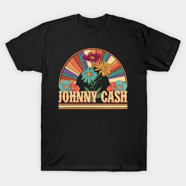 Johnny Flowers Name Cash Personalized Gifts Retro Style T-Shirt by Roza Wolfwings